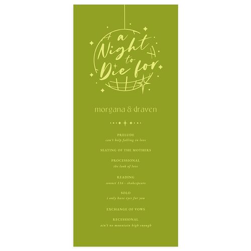 Til Death Do We Disco Wedding Programs Pear Signature