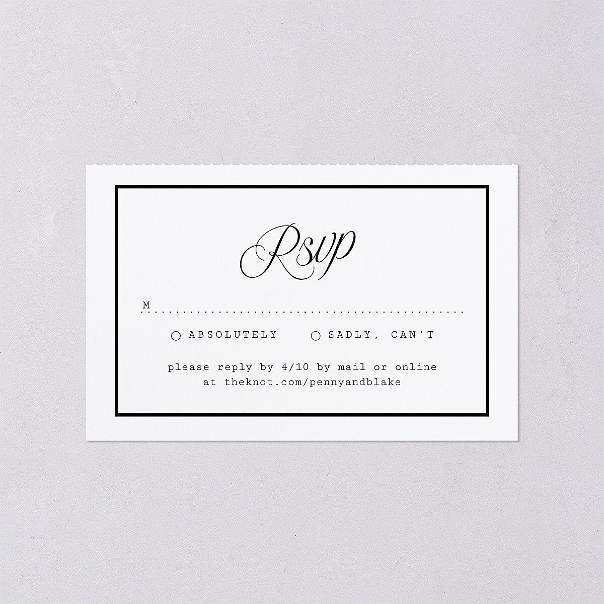 Vintage Script All-in-One Wedding Invitations Pure White Signature Light Both Recipient and Return Addresses No