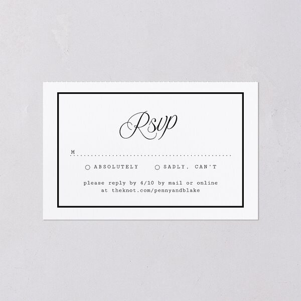 Vintage Script All-in-One Wedding Invitations Pure White Signature Light Both Recipient and Return Addresses No