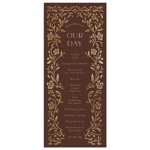Storybook Filigree Wedding Programs Gold Chocolate Signature