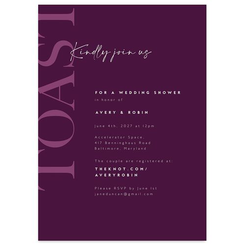 Modern Vow Bridal Shower Invitations Bordeaux Signature Blank Standard