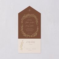 Oval Garland All-in-One Wedding Invitations Sepia Signature Light Both Recipient and Return Addresses No