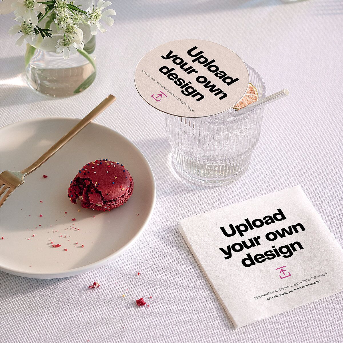 Upload Your Own Design Portrait Photo Wedding Day Coasters Pure White Cardboard Circle