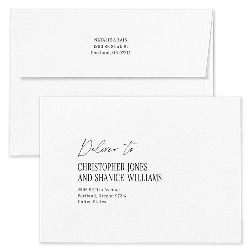 Vintage Film Reel Photo Strip Save The Date Card Envelopes Pure White White Both Recipient and Return Addresses Signature Standard