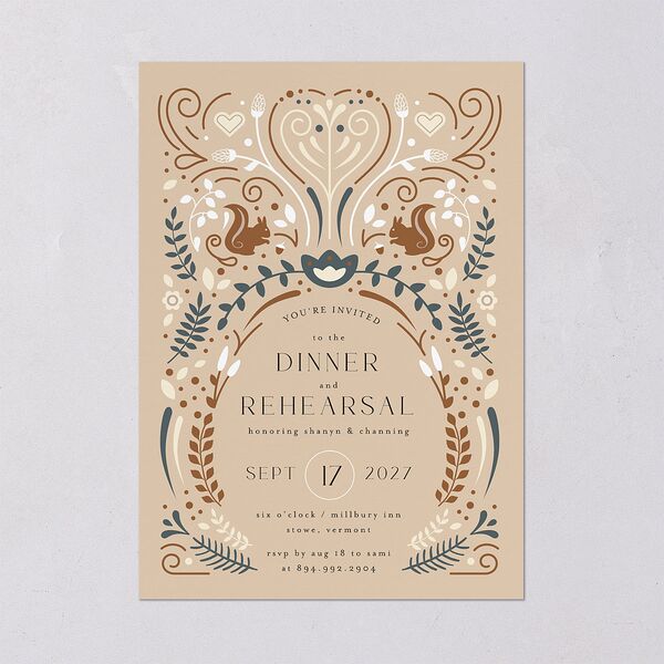 Nordic Folk Rehearsal Dinner Invitations Latte Signature Blank Standard