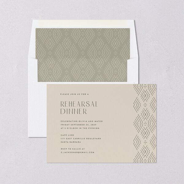 Boho Texture Rehearsal Dinner Invitations Deep Olive Signature Blank Standard