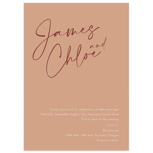 Simple Script Wedding Invitations Vintage Pink Signature Blank No Standard