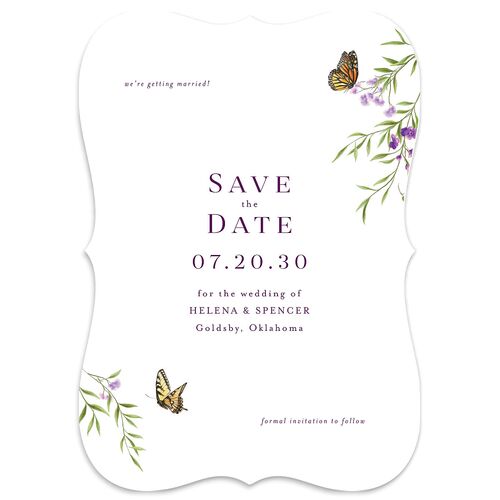 Rustic Butterfly Garden Save the Date Cards Bordeaux Signature smooth Blank No Bracket