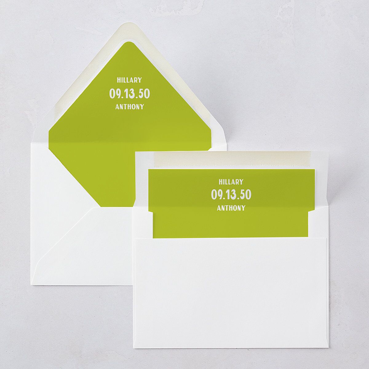 Retro Destination Postcard Inspired Euro Envelope Liners Chartreuse Luxe
