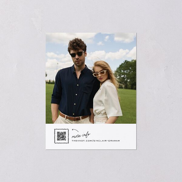 Sunny Day Modern Script Save the Date Petite Cards Pure White Signature smooth Blank Standard No