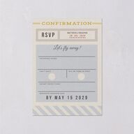 Retro Boarding Pass Travel Ticket Wedding Response Cards Slate Signature Standard