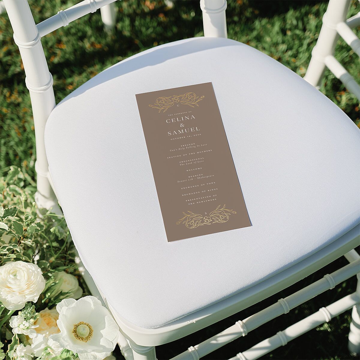 Floral Opulence Foil Wedding Programs Gold Pure White Signature