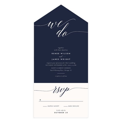 We Do All-in-One Wedding Invitations Navy Signature Light Both Recipient and Return Addresses No