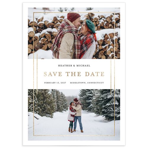Balanced Save the Date Cards Gold Pure White Signature smooth No