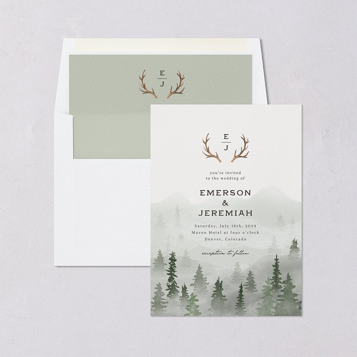 Antler Monogram Mountain Envelope Liners Forest Standard