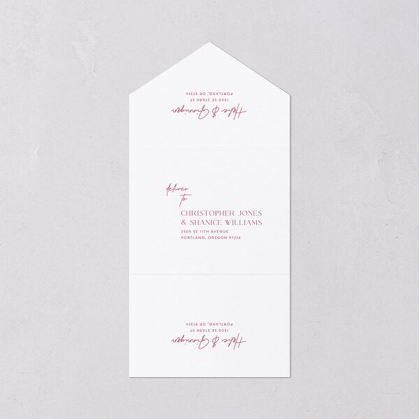 Whimsical Maximalist Floral All-in-One Wedding Invitations Mulberry Signature Light Both Recipient and Return Addresses No