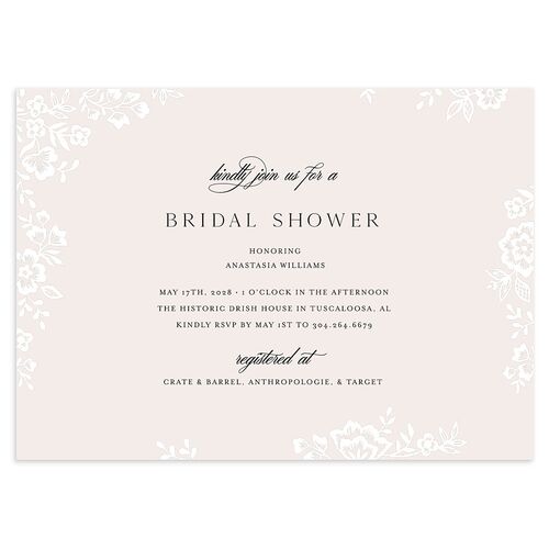 Romantic Lace Bridal Shower Invitations Pure White Signature Blank Standard
