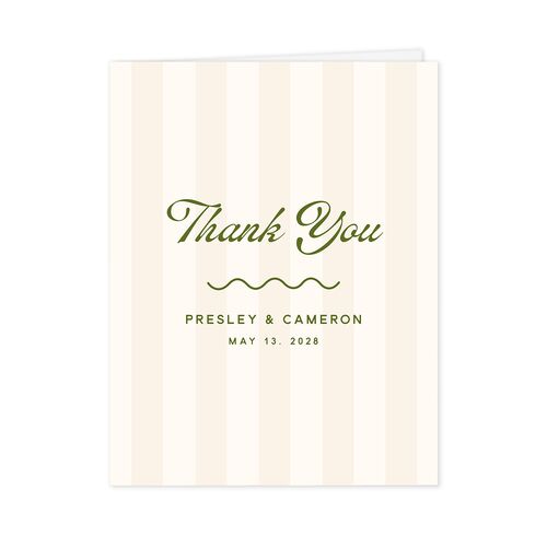 Cabana Stripes Thank You Cards Olive