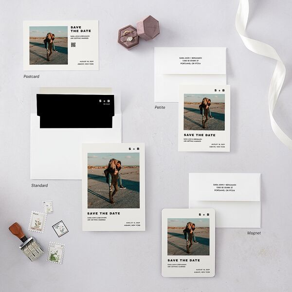 Cinematic Love Story Save the Date Postcards Pure White