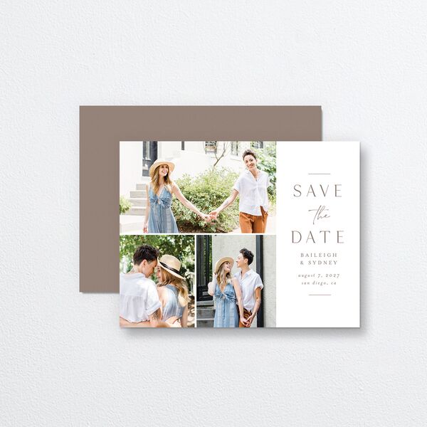 Side Panel Save the Date Petite Cards front-and-back in Cream