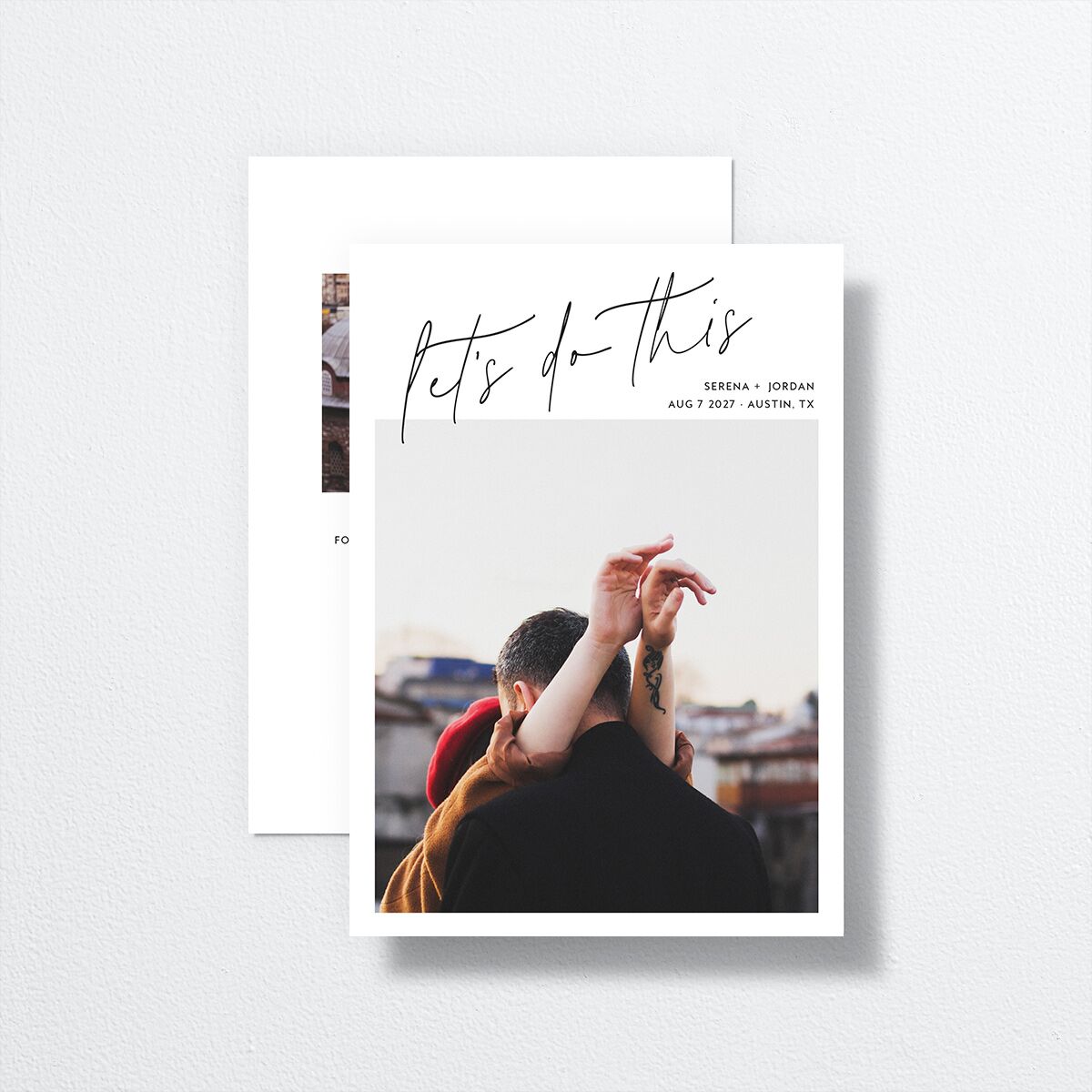 Let's Do This Save the Date Cards Pure White Signature smooth No