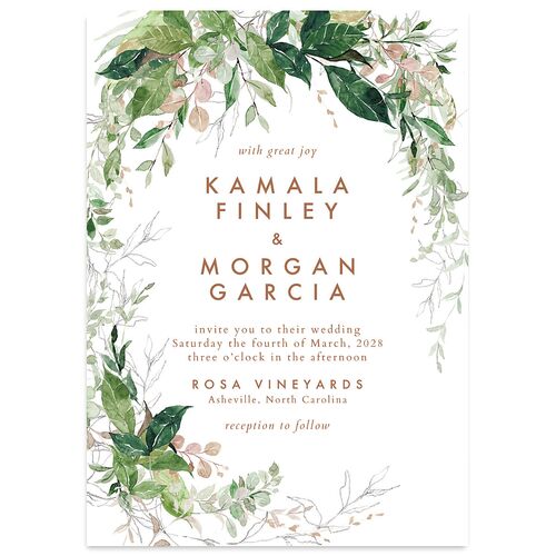 Wild Vines Wedding Invitations Soft Pink Signature Blank No Standard