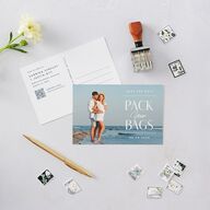 Destination Photo Poster Save the Date Postcards Dusty Blue