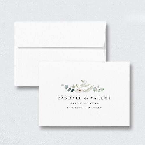 Elegant Anemone Response Card Envelopes White Standard Champagne Return Address Signature