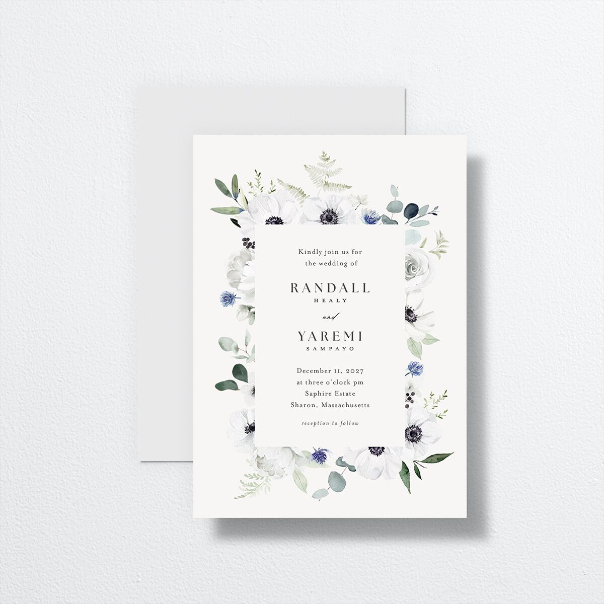 Elegant Anemone Wedding Invitations front-and-back