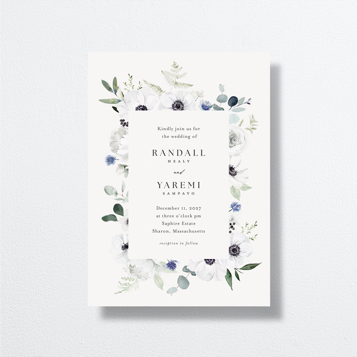Elegant Anemone Wedding Invitations front