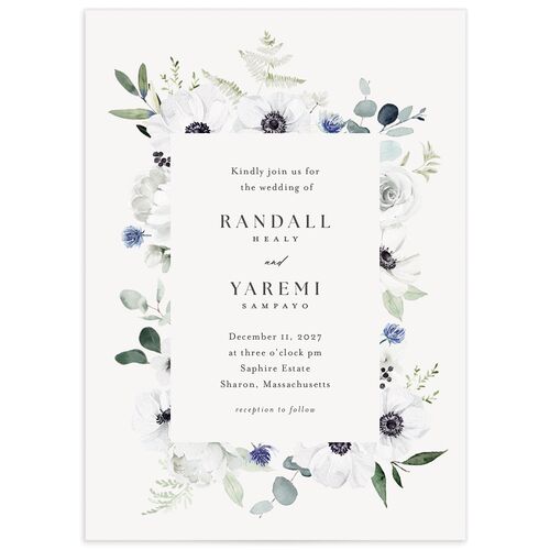 Elegant Anemone Wedding Invitations - Blue