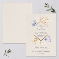 Rustic Bouquet Wedding Invitations Gold Slate Signature Blank No Standard