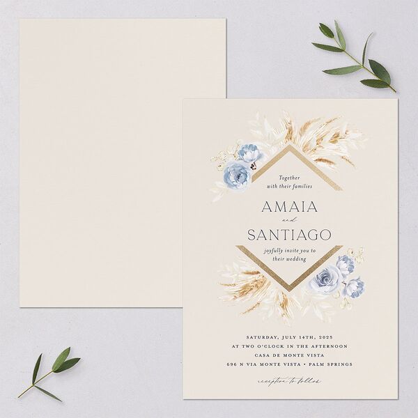 Rustic Bouquet Wedding Invitations Gold Slate Signature Blank No Standard