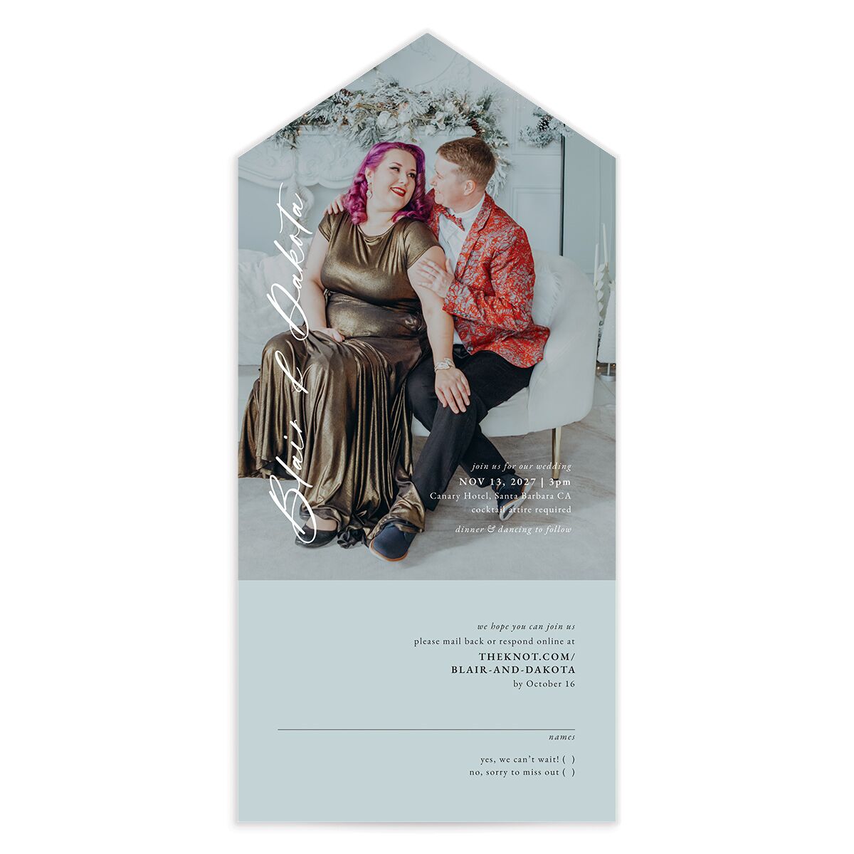 Vertical Names All-in-One Wedding Invitations