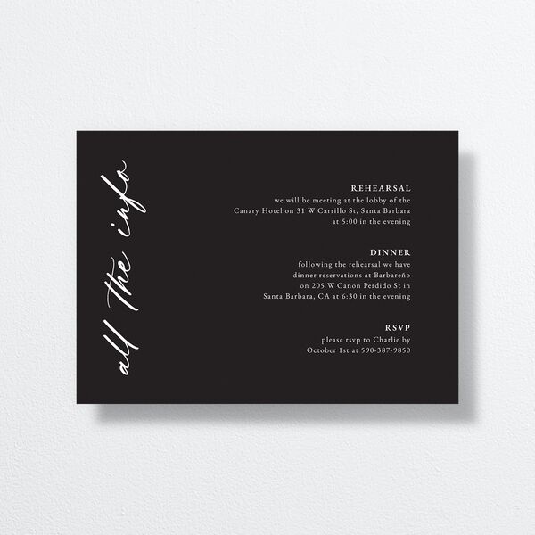 Vertical Names Rehearsal Dinner Invitations Licorice Signature