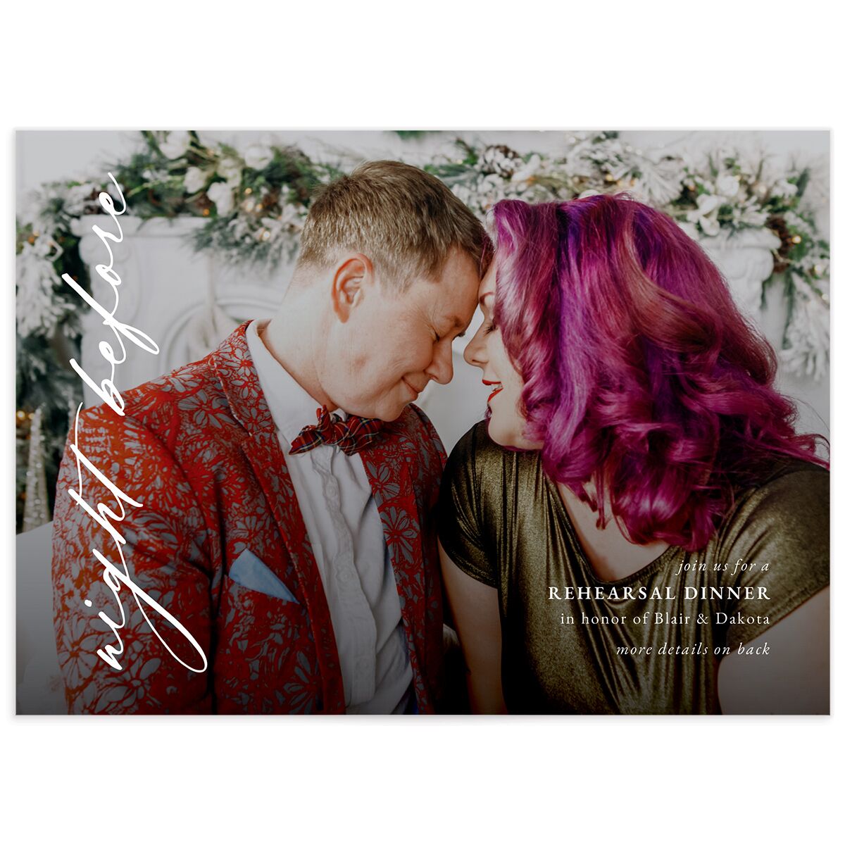 Vertical Names Rehearsal Dinner Invitations