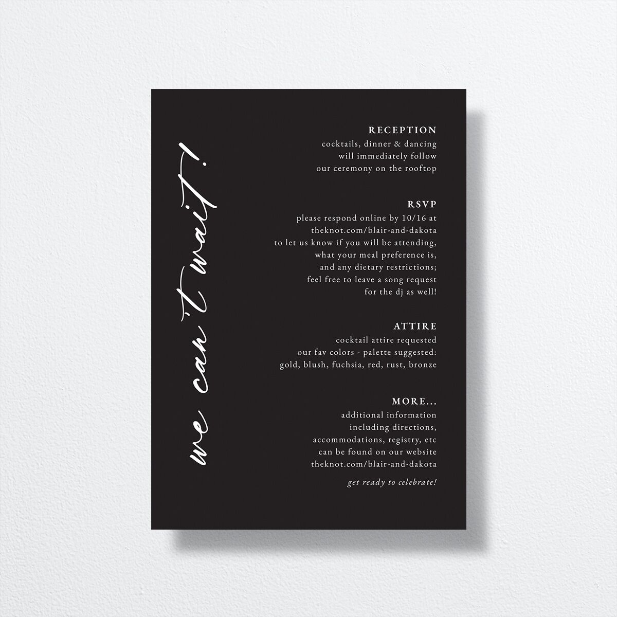 Vertical Names Wedding Invitations Licorice Signature No