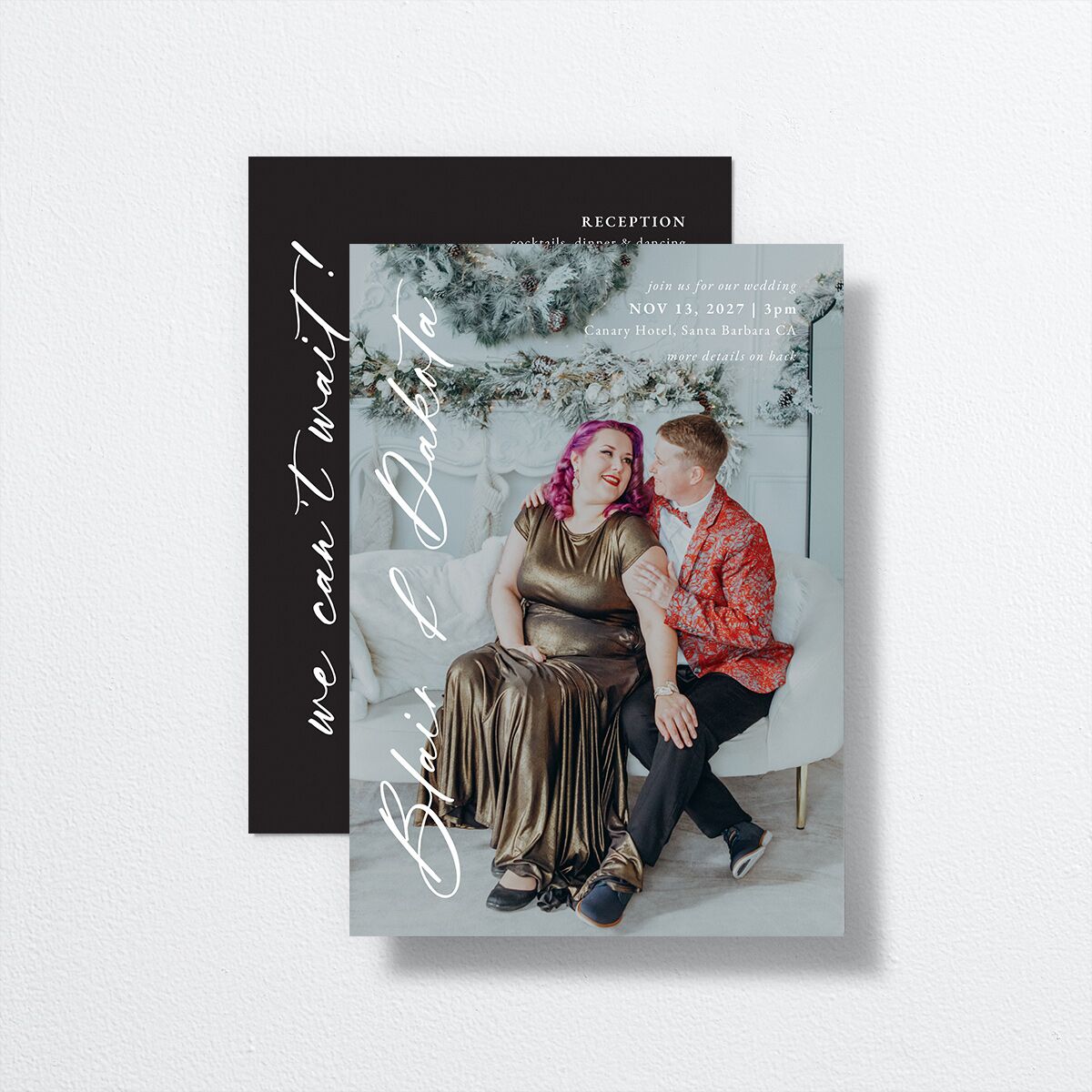 Vertical Names Wedding Invitations Licorice Signature No
