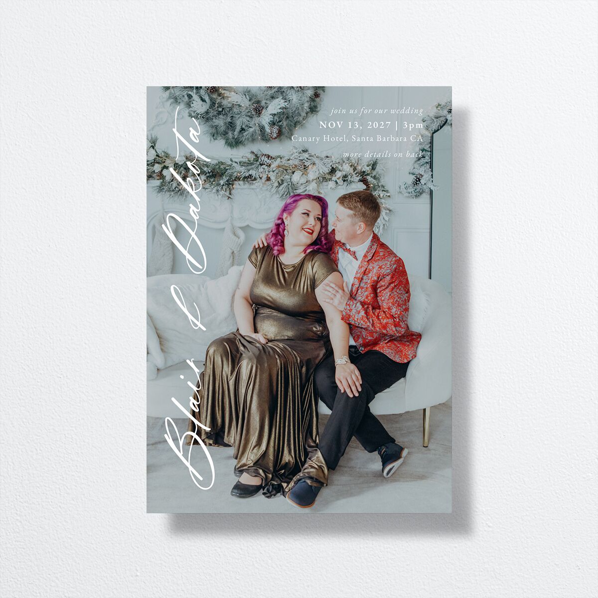 Vertical Names Wedding Invitations Licorice Signature No