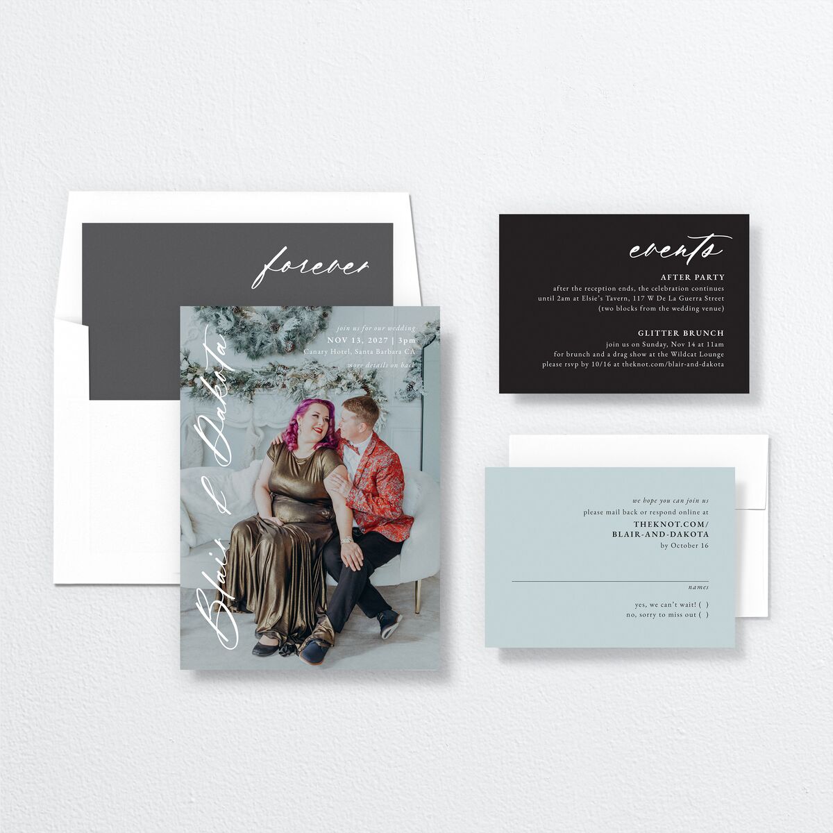 Vertical Names Wedding Invitations Licorice Signature No
