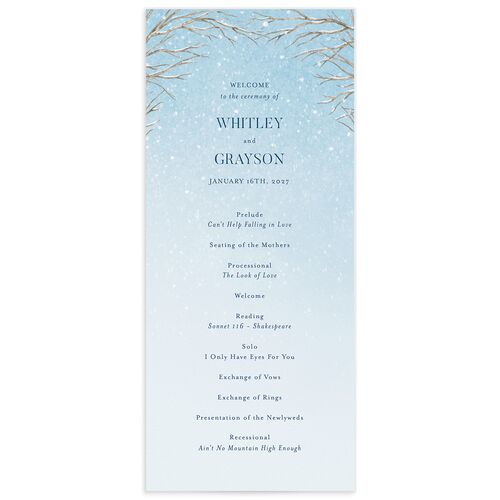 Winter Branches Wedding Programs - Blue