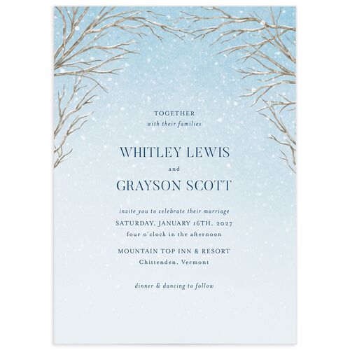 Winter Branches Wedding Invitations - Blue