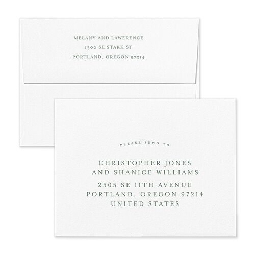 Floral Adornment Thank You Card Envelopes White Eucalyptus Both Recipient and Return Addresses Signature Standard