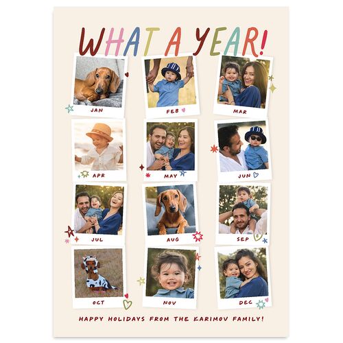 What a Year Photo Gallery Holiday Cards Maroon Signature smooth Blank Standard