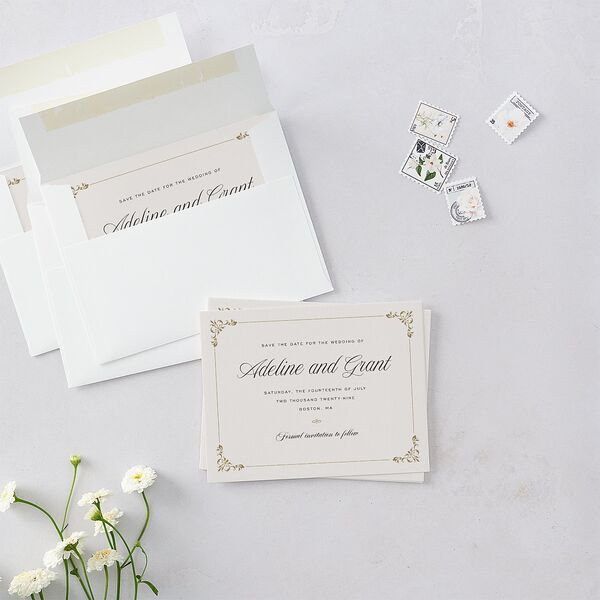 Old Money Save the Date Petite Cards Champagne Signature smooth Blank No Standard