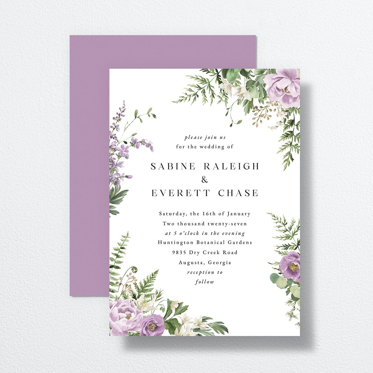Fern Frame Wedding Invitations Purple Petal Signature No Standard