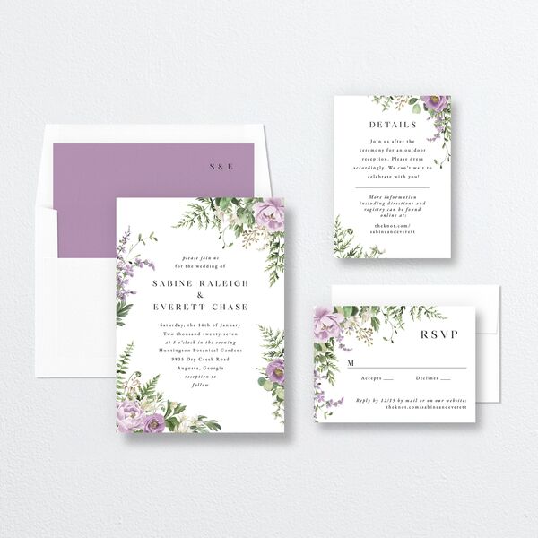 Fern Frame Wedding Invitations Purple Petal Signature No Standard
