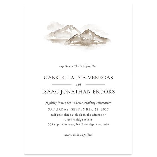 Watercolor Mountains Wedding Invitations Fawn Signature Blank No Standard