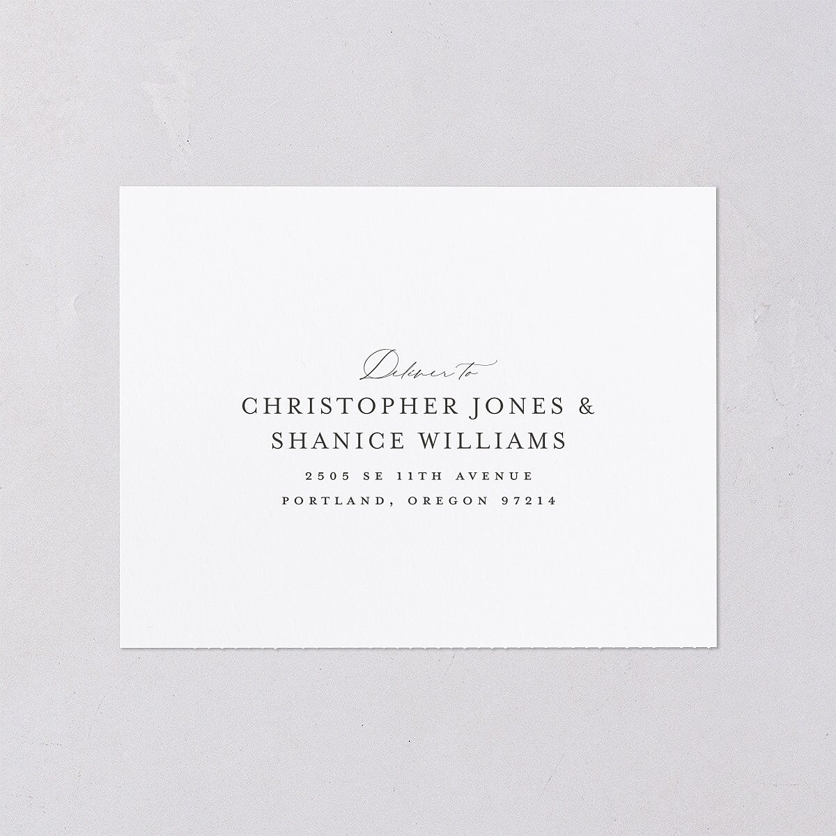 Southern Oak Tree All-in-One Wedding Invitations Pure White Signature Light Both Recipient and Return Addresses No