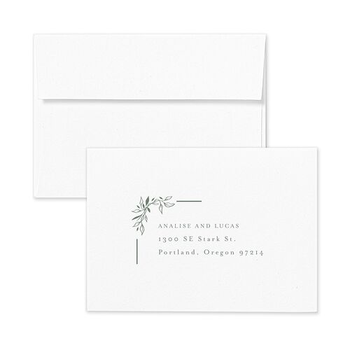 Monogram Leaves Wedding Response Card Standard Envelopes White Eucalyptus Return Address Signature Standard